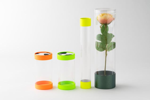 透明プラスチック筒を使った中身が見えるパッケージ