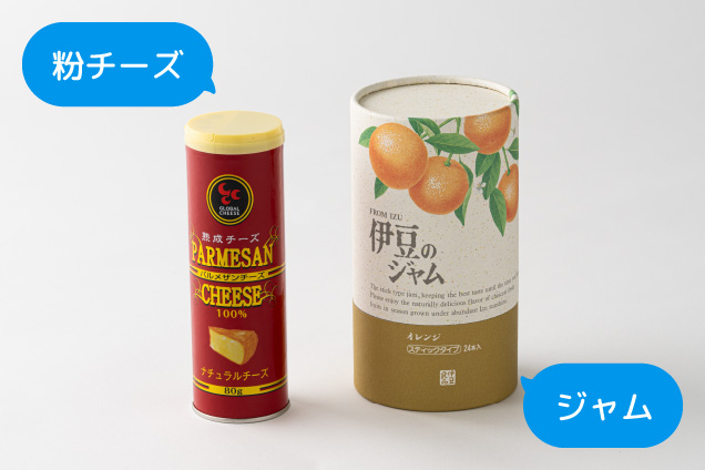 粉チーズとスティックジャムのパッケージ